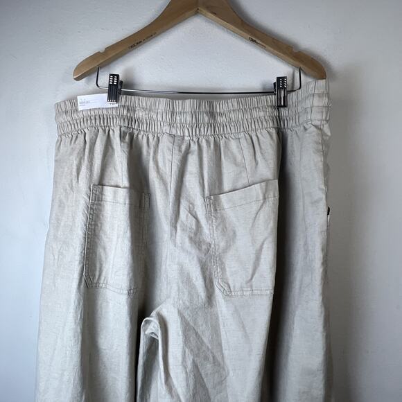 Lane Bryant Wide Leg Linen Blend Pants 18 khaki tan elastic pants $69.95 NWT - Picture 5 of 12